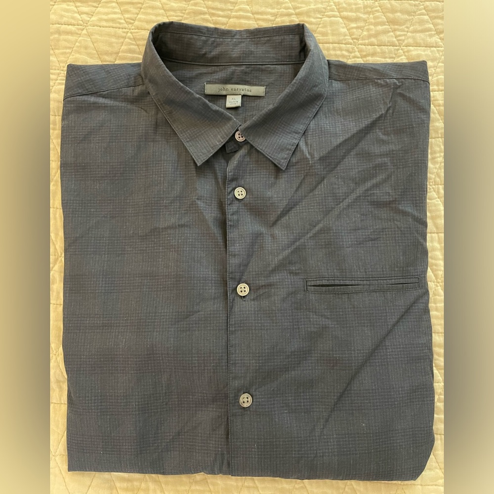 john varvatos collection Welt Pocket Subtle Check Sleeve Keeper Shirt XL $265